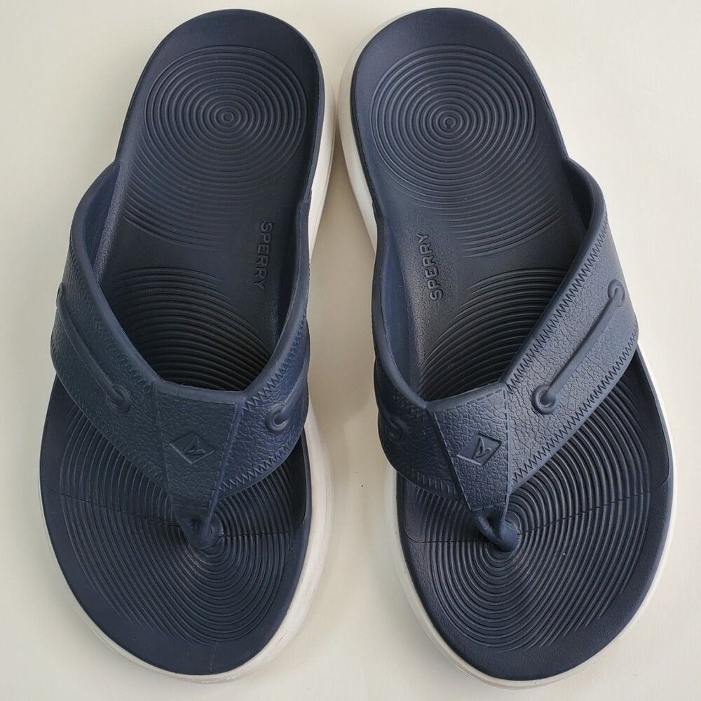 Sperry Windward Float Thong Sandals Unisex Navy White Womens 7 Mens 5